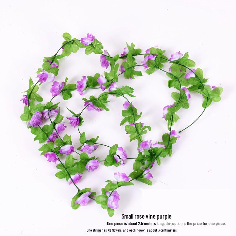 Искусственная розовая лоза для декора потолка и труб в помещении