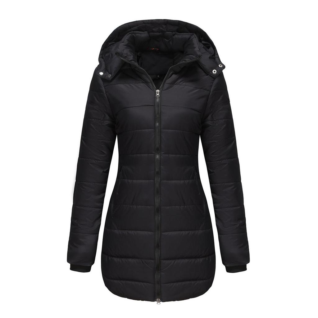 Giacca calda da donna in cotone con cappuccio rimovibile a maniche lunghe, autunno e inverno