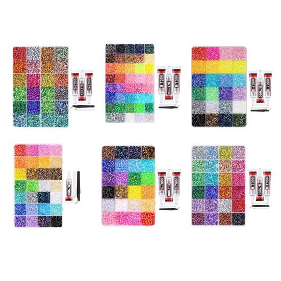 24000/30000/32000Pcs Nail Art Rhinestone Set 24/28/40 Grids Assorted Color 0.3CM DIY Nail Design Crafting Clothing Phone Decoration Rhinestone