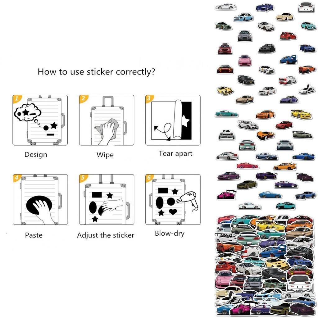 Colorful Cartoon Car Sticker Set Waterproof Decals For Cars Motorcycles Skateboards And Luggage Pack Of 100