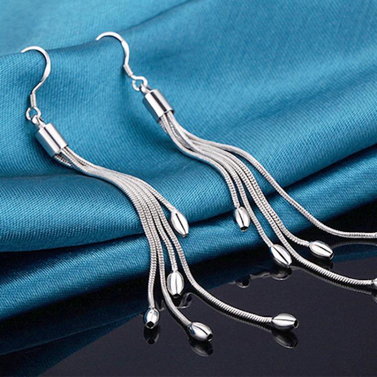 Olive Korean Long Tassel Earrings - European & American Fashion Jewelry