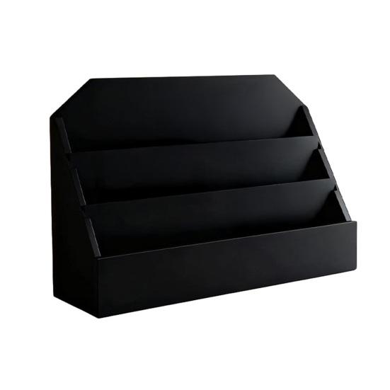 Подставка для открыток Деревянная 3-уровневая полка для хранения с отделкой под деревенский коричневый цвет Большая вместимость Органайзер для открыток, наклеек для чёрный