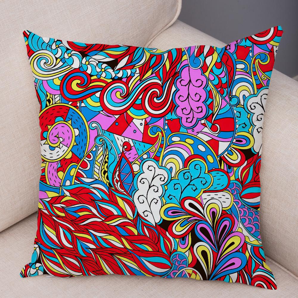 Bright Abstract Bohemian Floral Art Print Household Sofa Bedroom Decoration Pillow Cover Cushion Shell