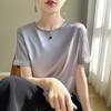 Women's Satin Short Sleeve T-Shirt Crew Neck Loose Plus Size Solid Color Basic Casual Summer Top