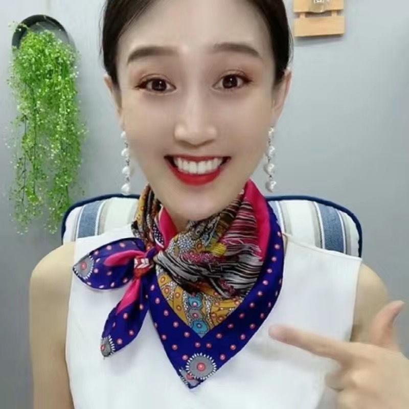 

Квадратный марлевый шарф с элегантностью: Маленький квадратный стильный внешний слой, многофункциональный как галстук, теплая повязка на шею и шарф 70*70cm