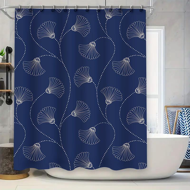 

Elegant Blue Ginkgo Shower Curtain Pattern Bath Decor Waterproof Liner for Bathroom Accessories Home Decoration Modern Style 90x180cm