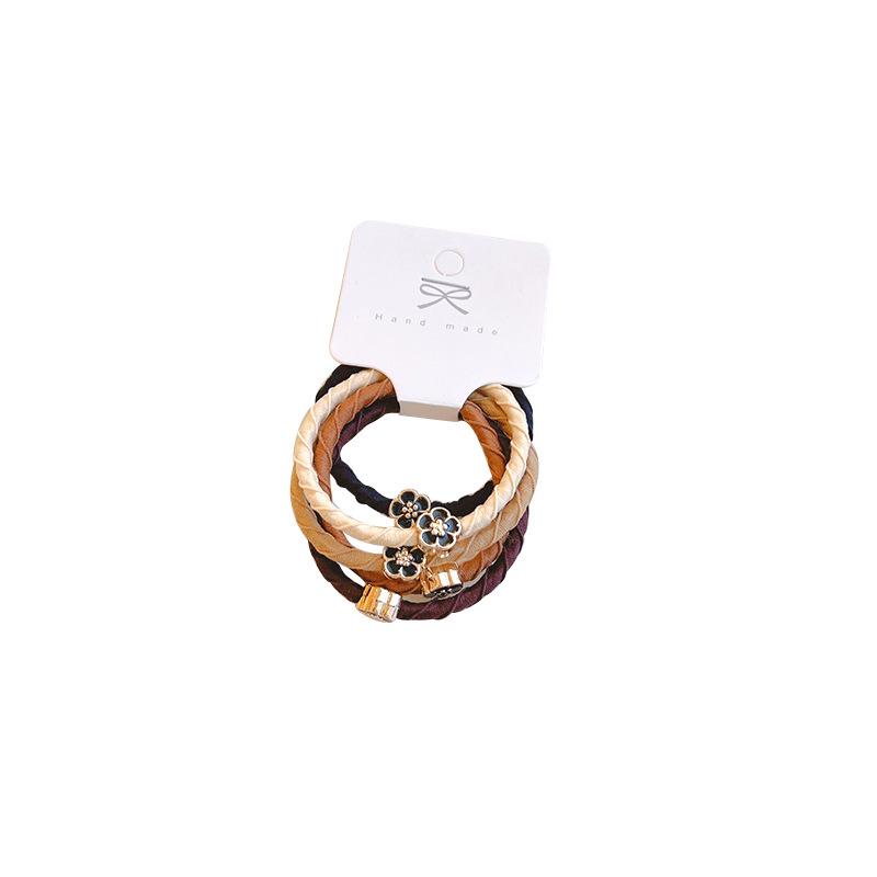 5-Piece High-Elasticity Coffee Hair Ties - Durable Korean Style Ponytail Accessories