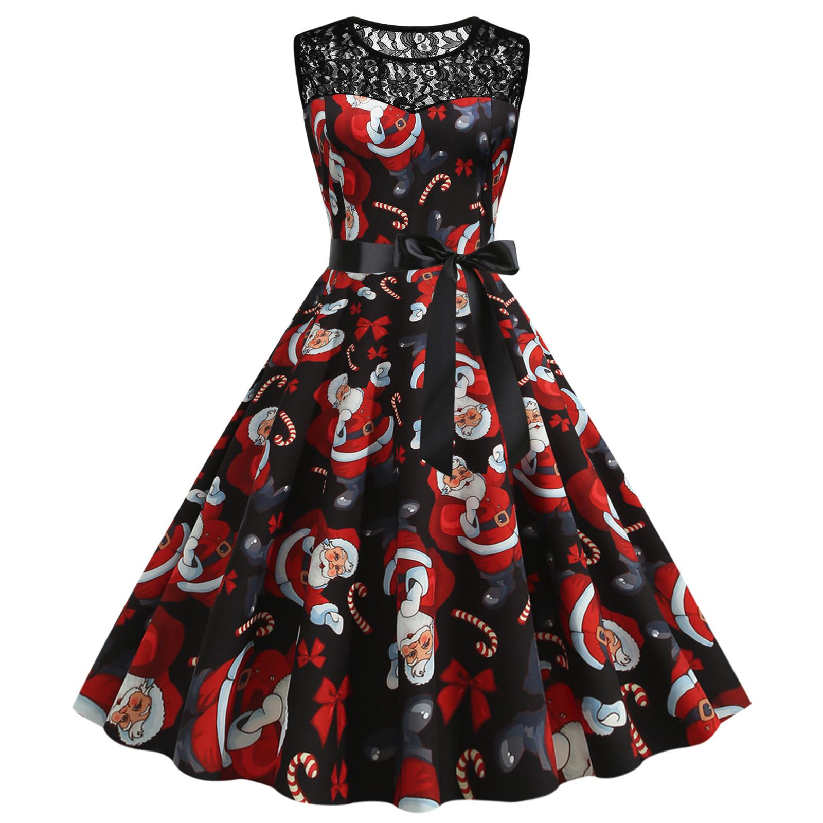 

Женские кружевные рождественские свободные платья макси с высокой талией для свадеб и праздников XL чёрный