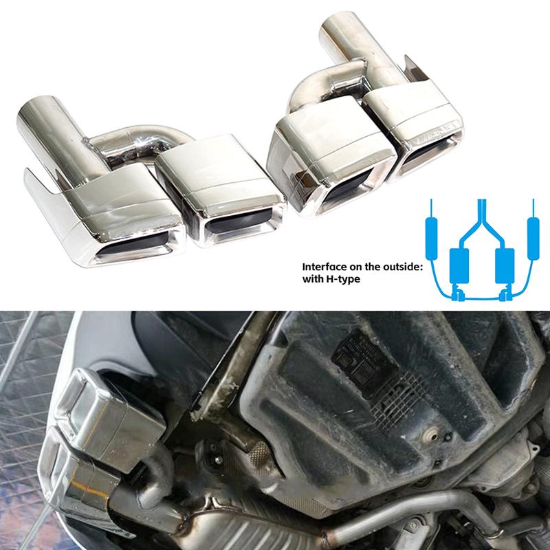 1 pair For Mercedes C-Class W204 E-Class W212 CLS-Class W218 exhaust modifications C63 E63 CLS63 black square quad exhaust tips