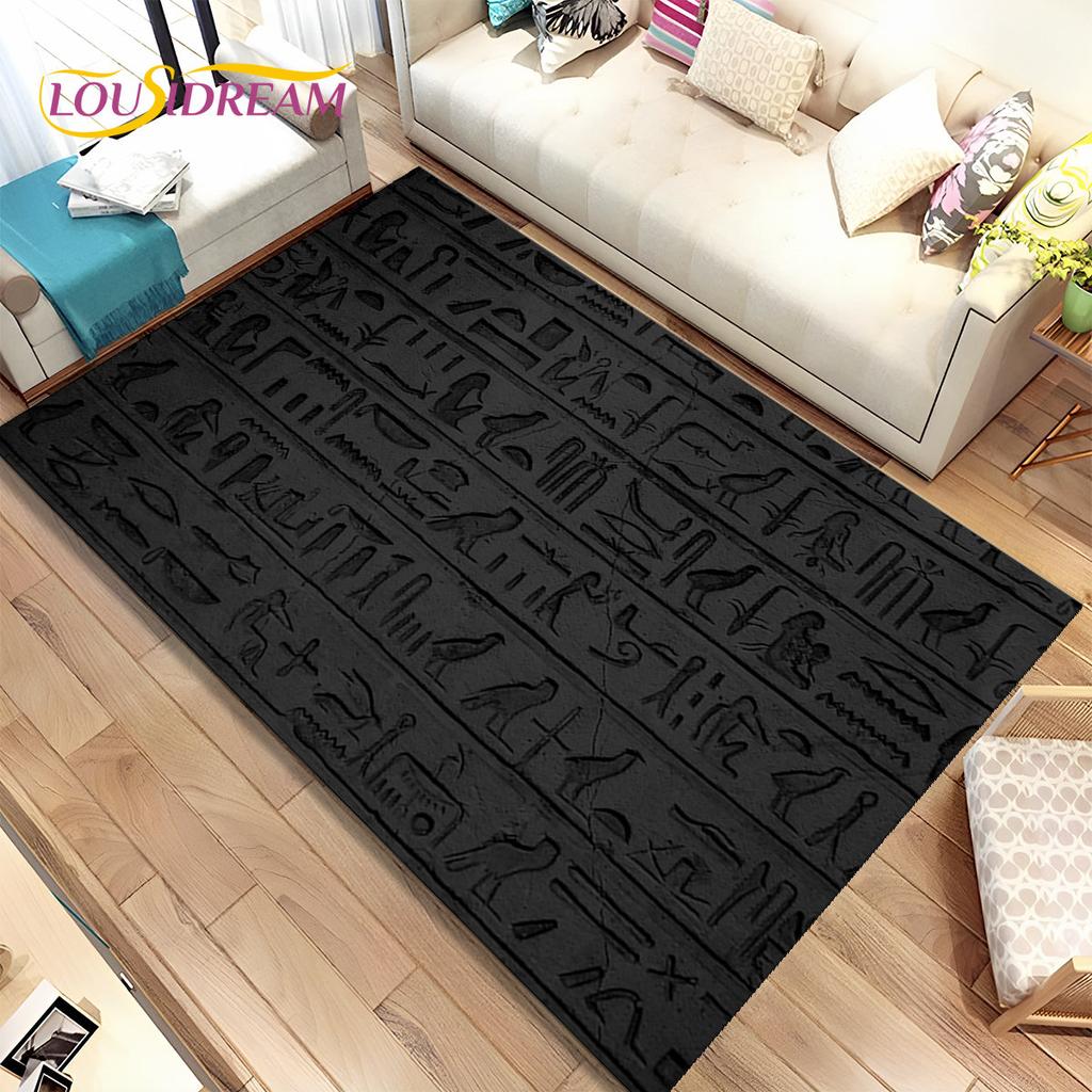 Egyptian Mythology Pharaoh Hieroglyphics Area Rug,Carpet for Home Living Room Bedroom Sofa Doormat Decor,kids Non-slip Floor Mat
