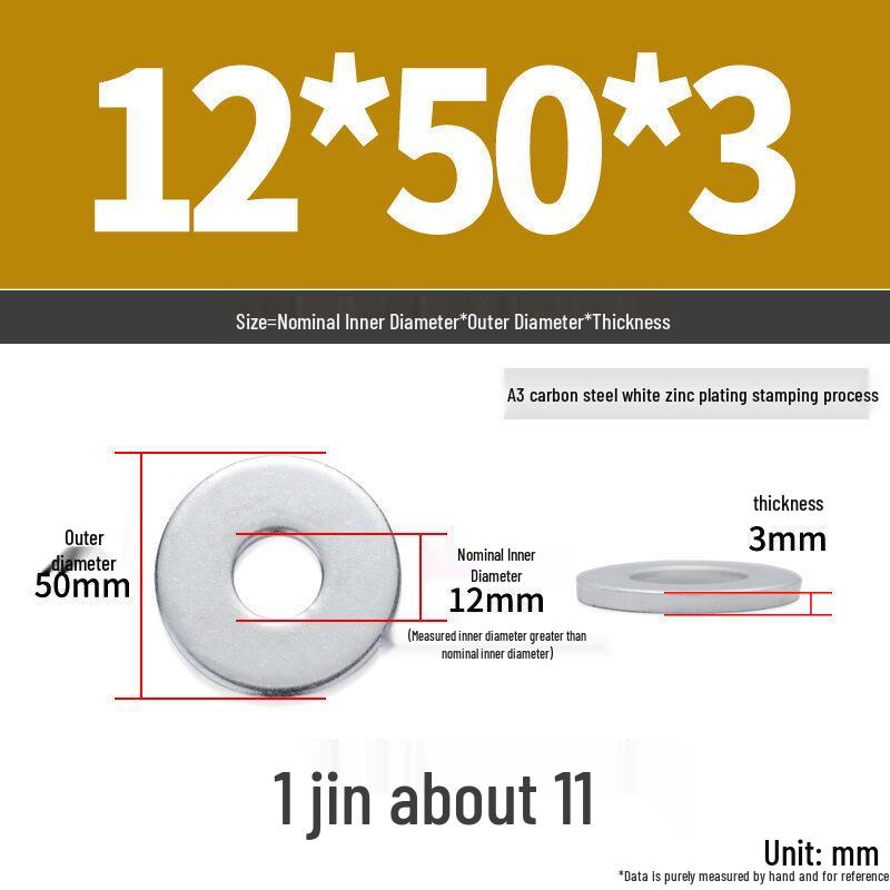 Extra Large Galvanized Metal Flat Washer - Thickened Round Screw Washer M6-M16