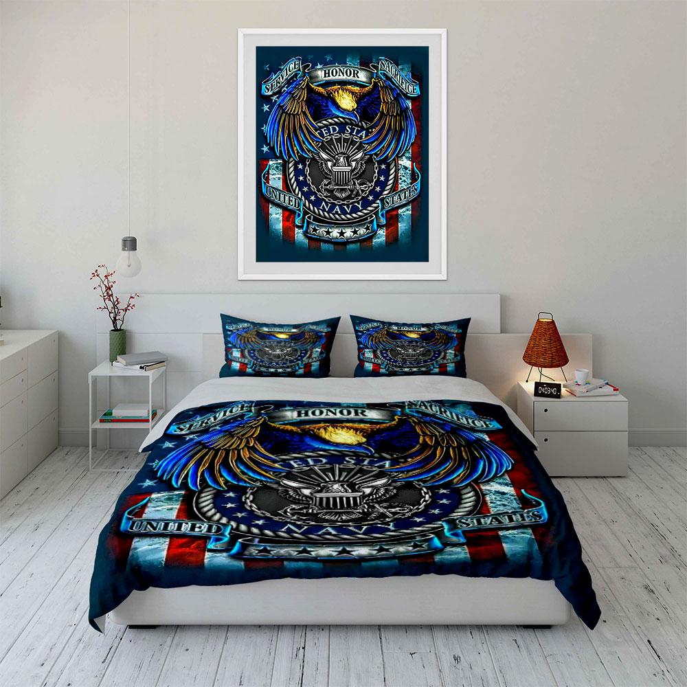 Eagle, navy emblem, banners. Bedding sets Duvet cover sets Duvet covers Pillowcases(1* Duvet Cover 2* Pillowcases without duvet insert)