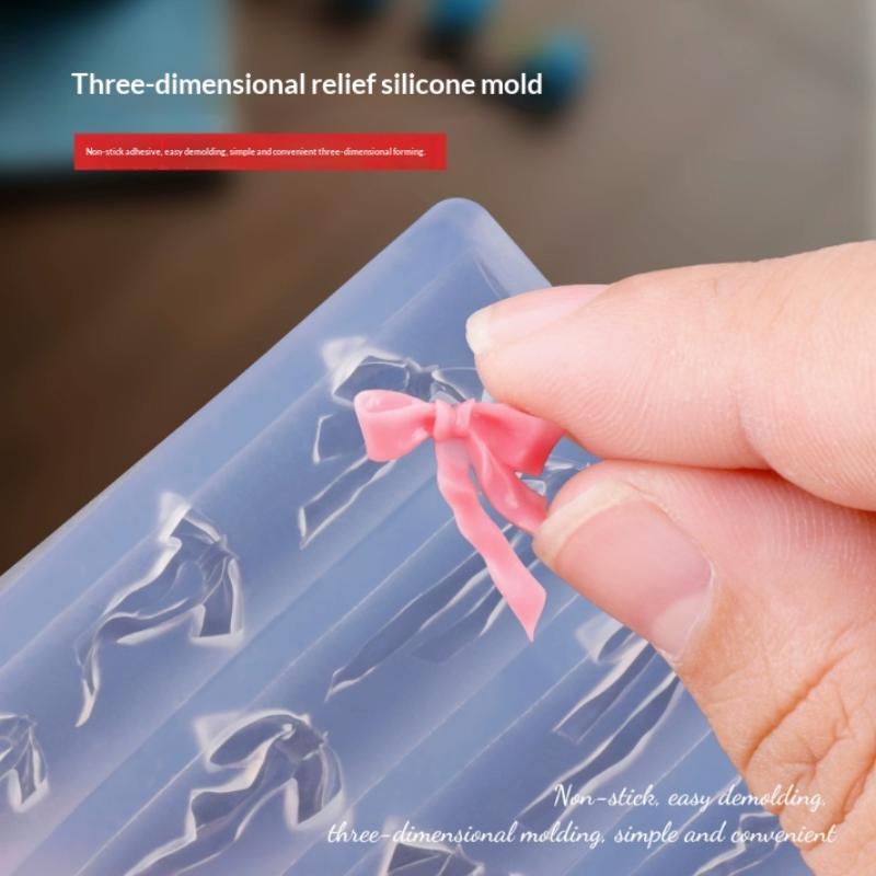 1Pcs Silicone Bow Nail Art Mold Bowknot Style High Transparent 3D Nail Template Nail Charm Diy Manicure Mold Stencil Tool