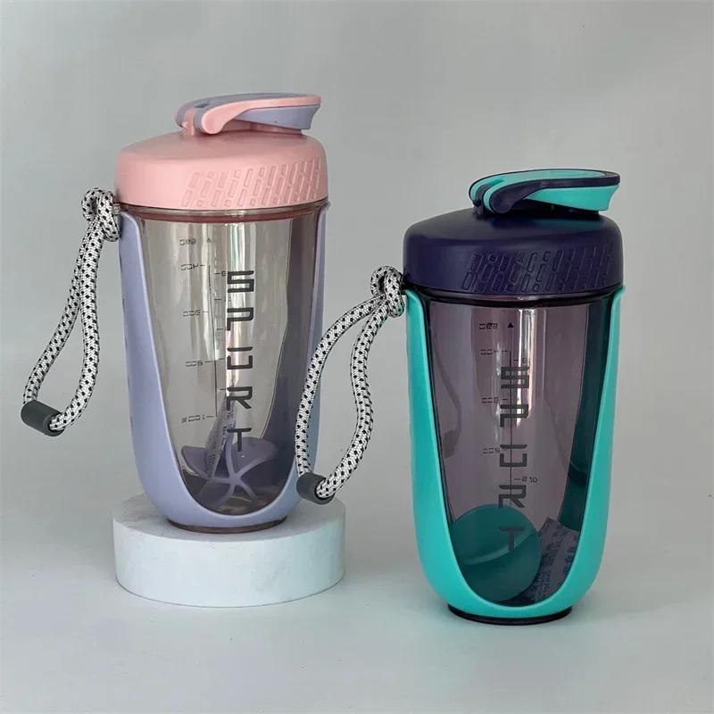 590ml Mixer Shaker Flasche mit Plastik-Schneebesenkugel BPA-freier Kunststoff Protein-Shakes Auslaufsicher für Pulver Workout Fitnessstudio Sport