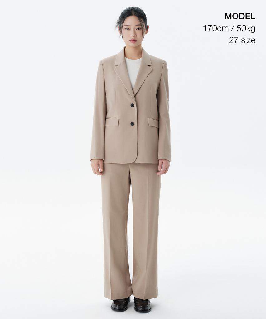 MUSINSA STANDARD WOMAN Women'S Wide Hidden Elastic Waist Slacks [Beige]