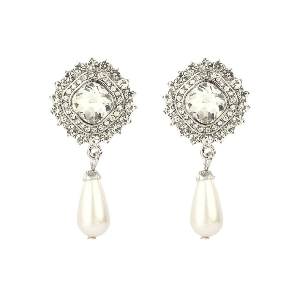 Baroque Style Bridal Jewelry Set Rhinestone Pearl Necklace Water Drop Necklace Earring Set  Girls