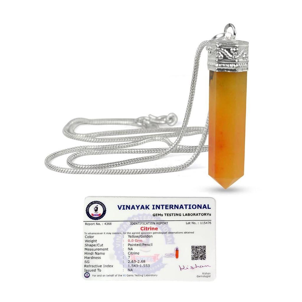 Colgante de lápiz de piedra de cristal de calidad AAA con certificado natural de cristal Reiki con certificado y cadena de metal para curación y piedras preciosas curativas de cristal