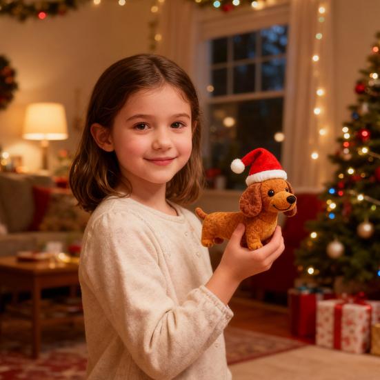 1/2Pcs Christmas Felt Dachshund Figurine Handcrafted Santa Hat Dog Ornament Simulation Puppy Statue Animal Sculpture Home Office Desktop Decoration