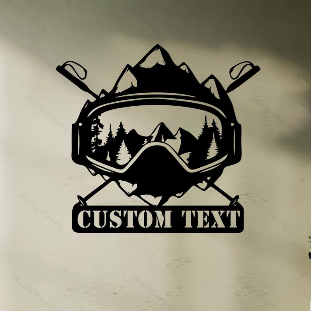 Custom Snowboarder Metal Wall Art, Personalized Goggle Name Sign for Home Decor Hot Sale