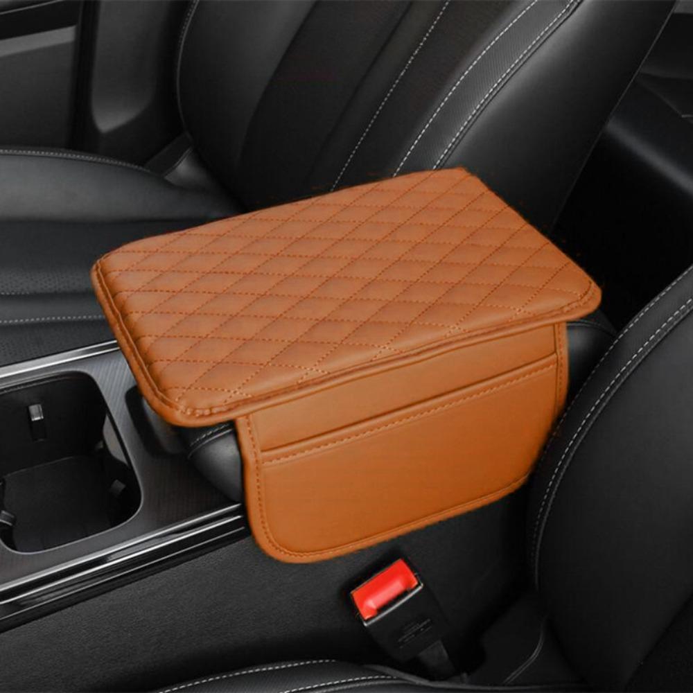 PU Leather Center Console Protector Cover Universal Armrest Storage Car Accessories