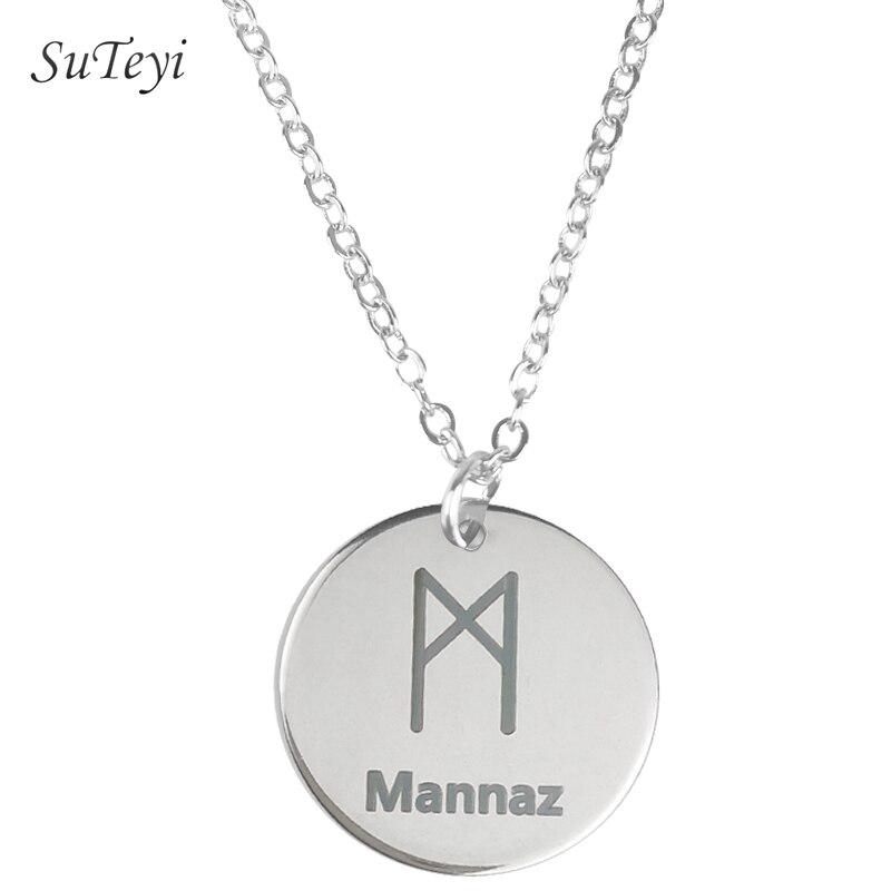 New Style 25 Style Rune Letters Viking Necklaces & Pendants Stainless Steel Material Statement Necklace Women Jewelry
