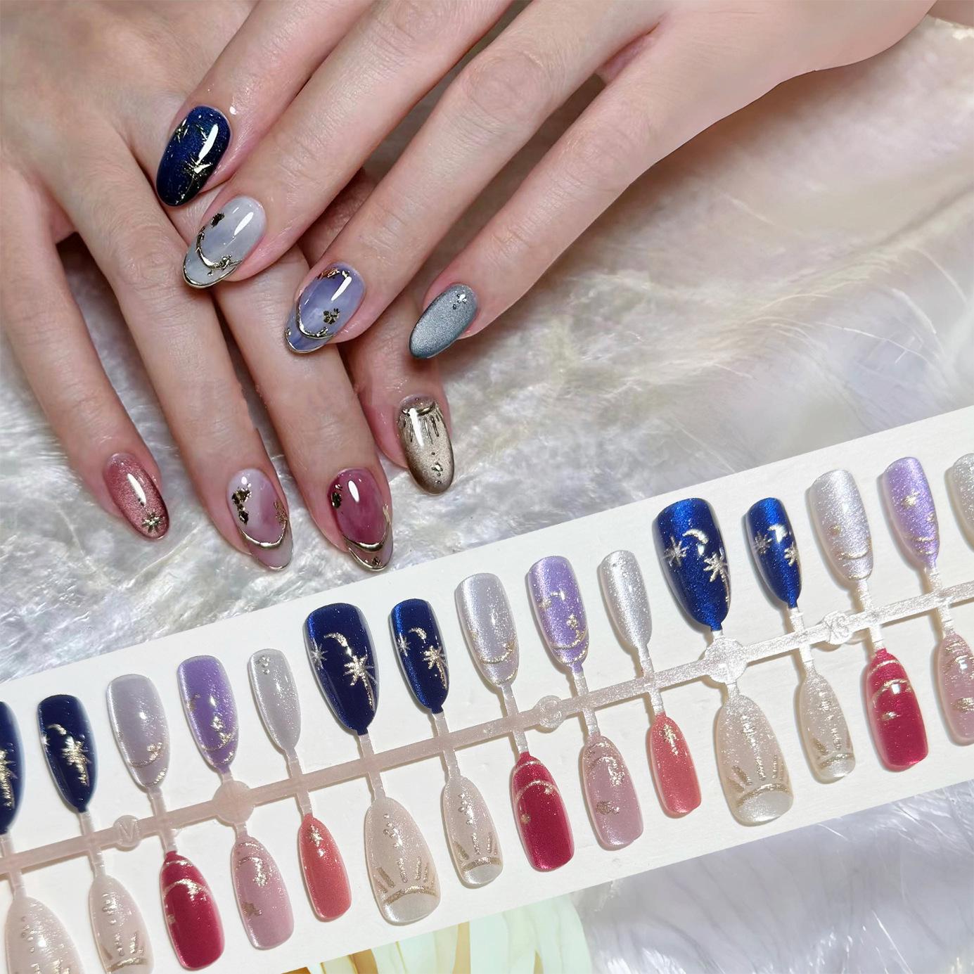 

Starry Moon Morandi Cat Eye Luxury Almond Manicure Set