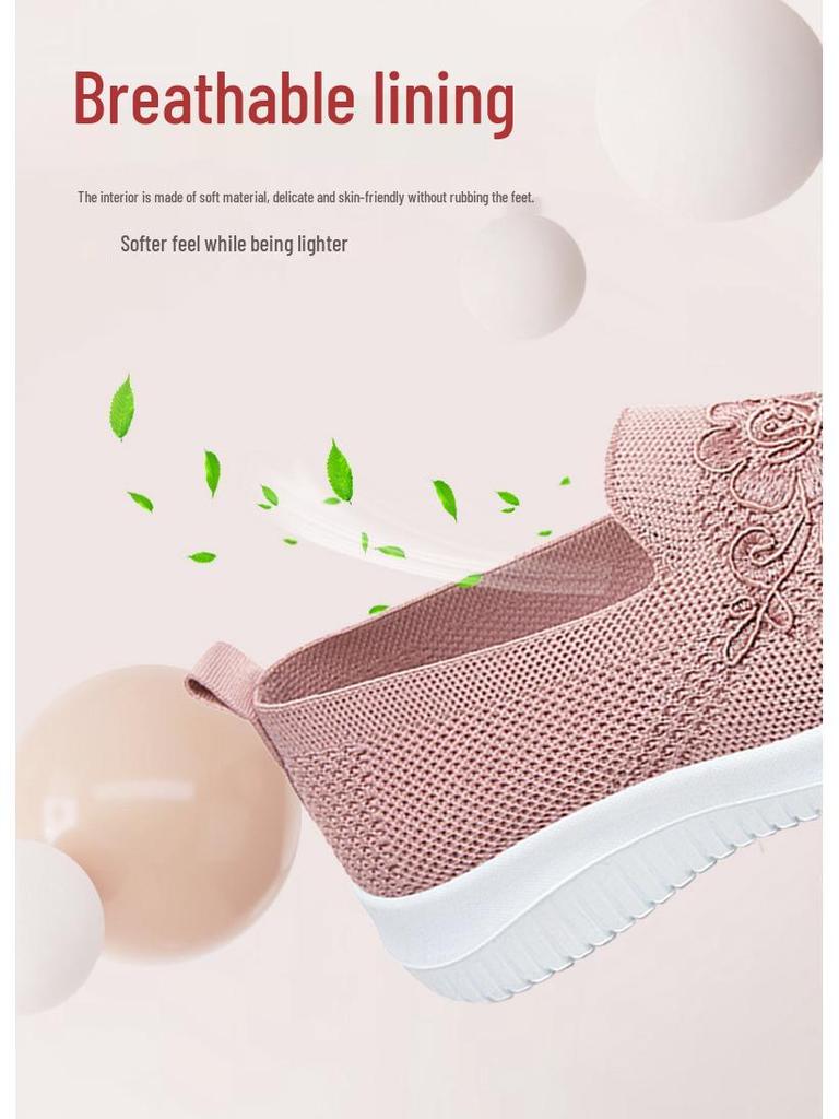 Zapatos Casuales de Verano 2025 para Mujer Bordados de Corte Bajo sin Cordones