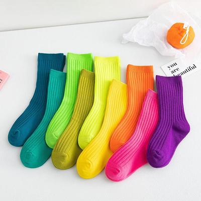3 Pairs/lot  1 To 10 Years Autumn Winter Socks For Boys Neo Colors Socks On Girls Soft Cotton Students Socks Candy Colors