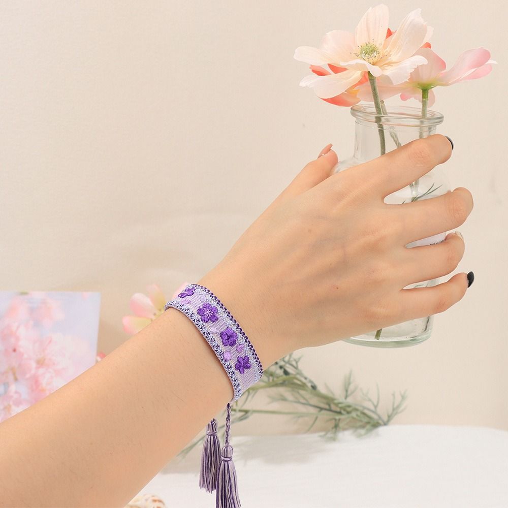 Adjustable Rope Woven Charm Bracelets Embroidered Boho Weave Bracelet  Fabric Bracelets