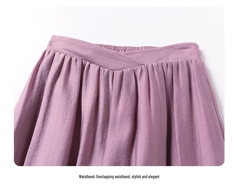 2026 Summer High Waist Wide-Leg Skirt Pants: Women's Casual Loose Fit, Thinning Nine-Point Design