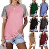 2026 Spring/Summer New Round Neck Color Block Short Sleeve Women's T-Shirt Top