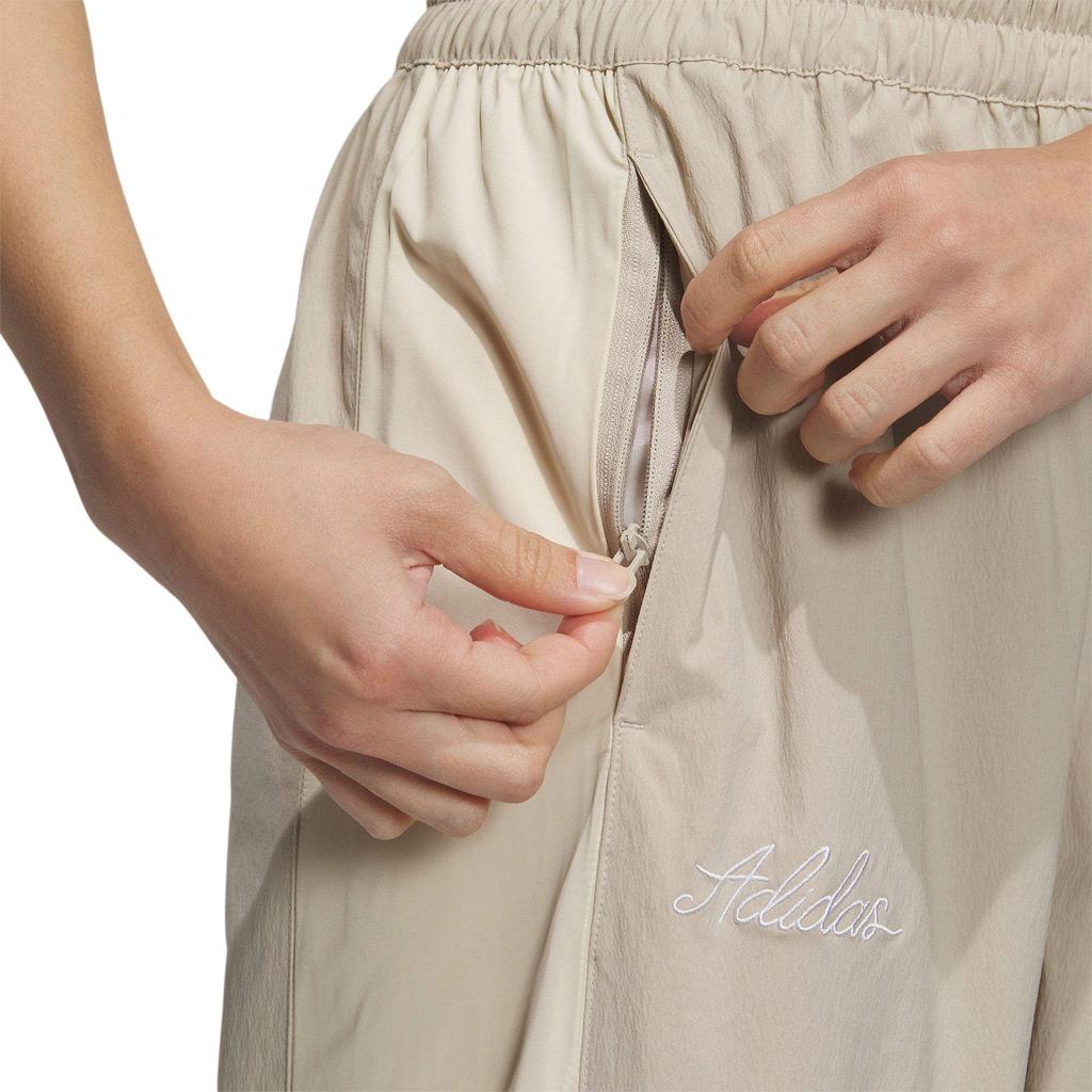 adidas Originals Solid Mid-Rise Fitted Tapered Woven Pocket Casual Pants Women Pants Beige IP0743
