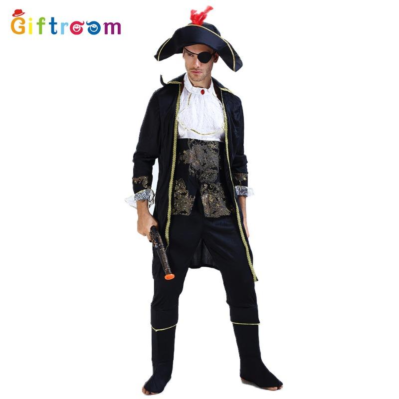 Halloween Adult Male Luxury Pirate Masquerade Party Costume Pirate Captain Noble Costume
