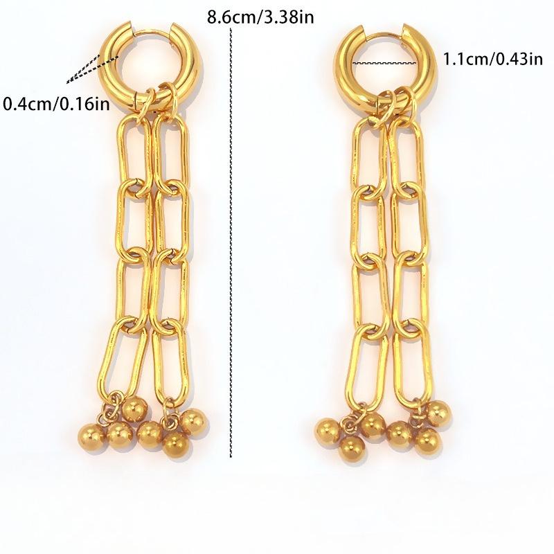 European and American Retro Chain Earrings Contrasting Color Water Droplets Fringed Long Jewelry