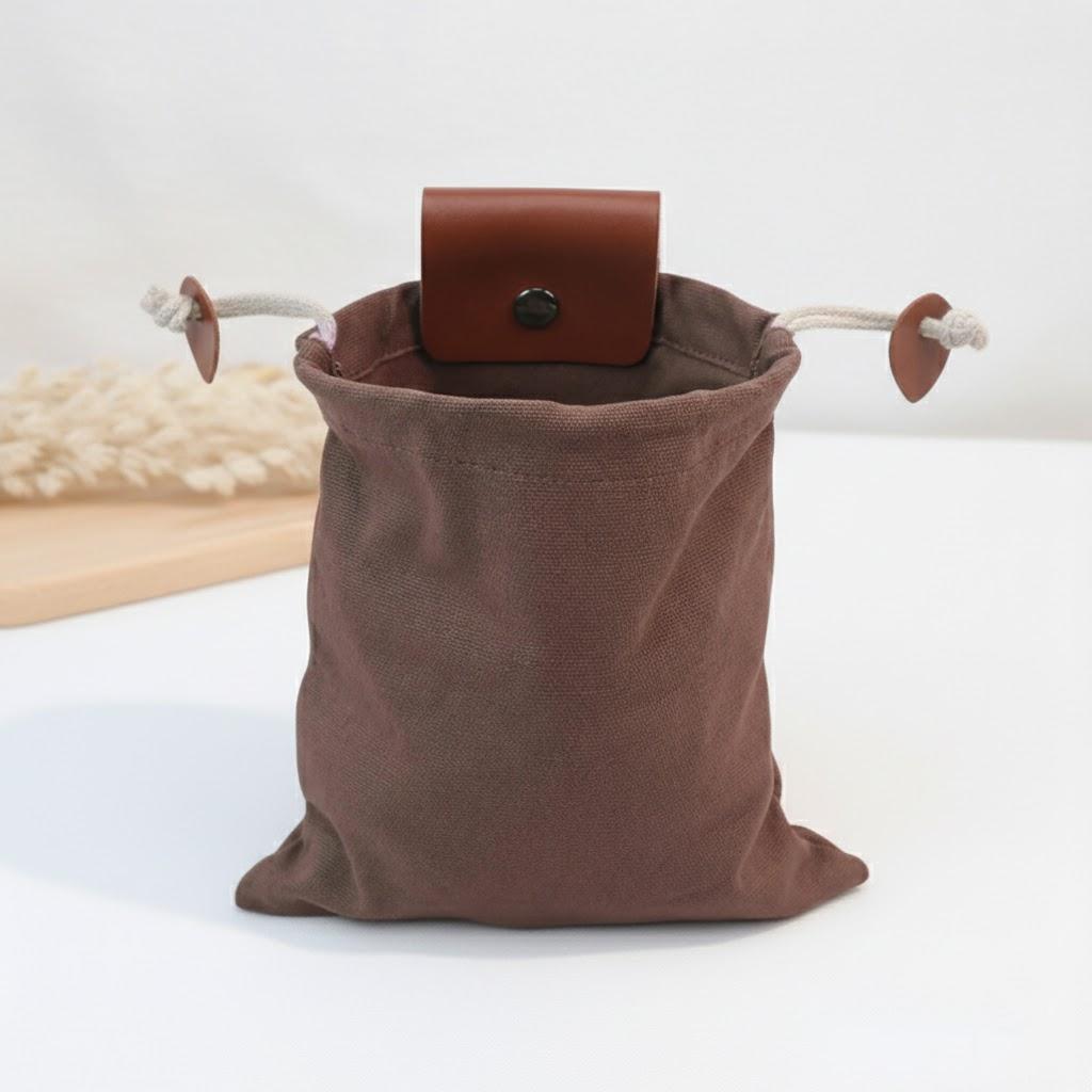 

Multipurpose Collapsible Canvas Foraging Bag Berry Mushroom Picker Drawstring Camping Hiking Beachcombing Outdoor Gear коричневий