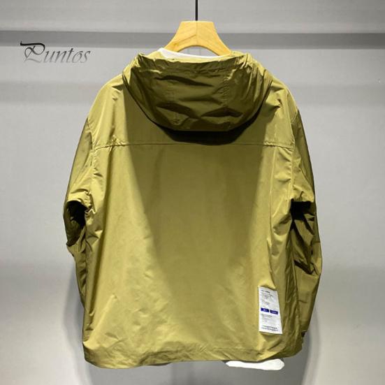 Trenci pentru bărbați, cu glugă, cu șnur, cu mânecă lungă, cu fermoar dublu, cu fermoar, de culoare solidă, cu buzunar mare, îmbrăcăminte în stil stradal