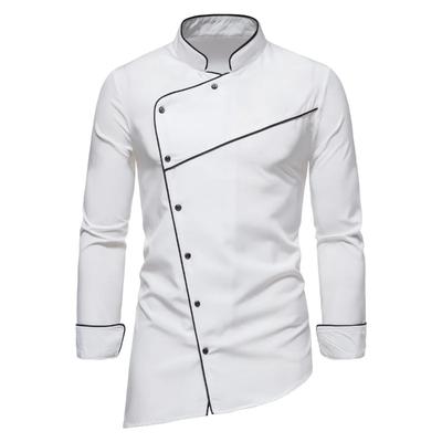 Spring and Autumn Men's Long Sleeve Shirts Fashion Stand-Up Collar Diagonal Buttons Shirt Business Casual Shirts