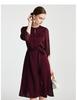 Tranquil luxury and grandeur: Spring and summer round neck cinched waist slimming, simple and elegant mulberry silk micro elastic dress