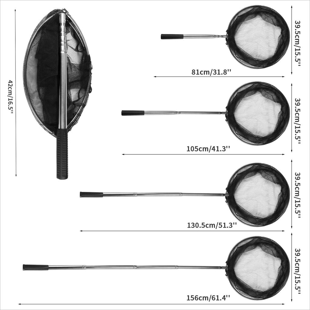 Telescope 155CM Fishing Landing Net Foldable Collapsible Aluminum Alloy Portable Fishing Net for Bird Fish Catch Fishin Hand Net