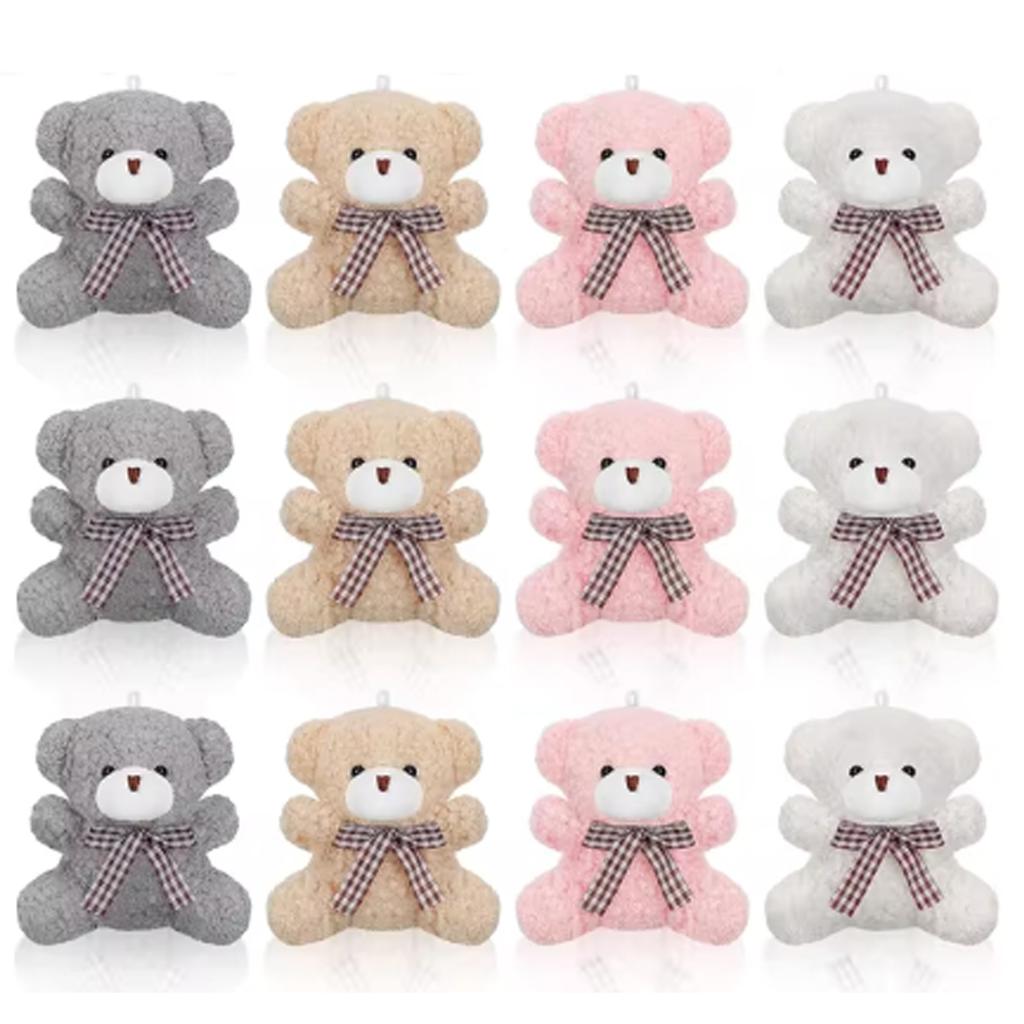 12 stk. Bjørne Baby Shower Gaver Til Gæster Mini Legetøjsbjørn Nøgleringe Takke-Tags Organzapose Baby Shower Gaver Fødselsdagsfester
