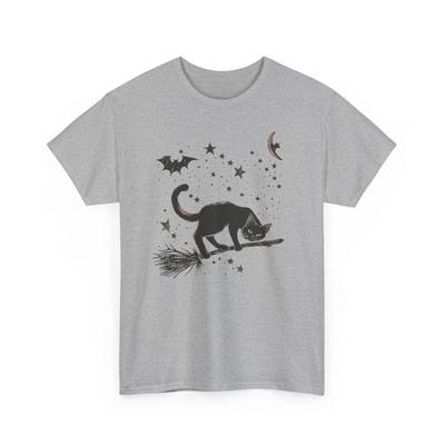 Hexenkleiderschrank T-Shirt | Katze reitet auf einer Hexe T-Shirt