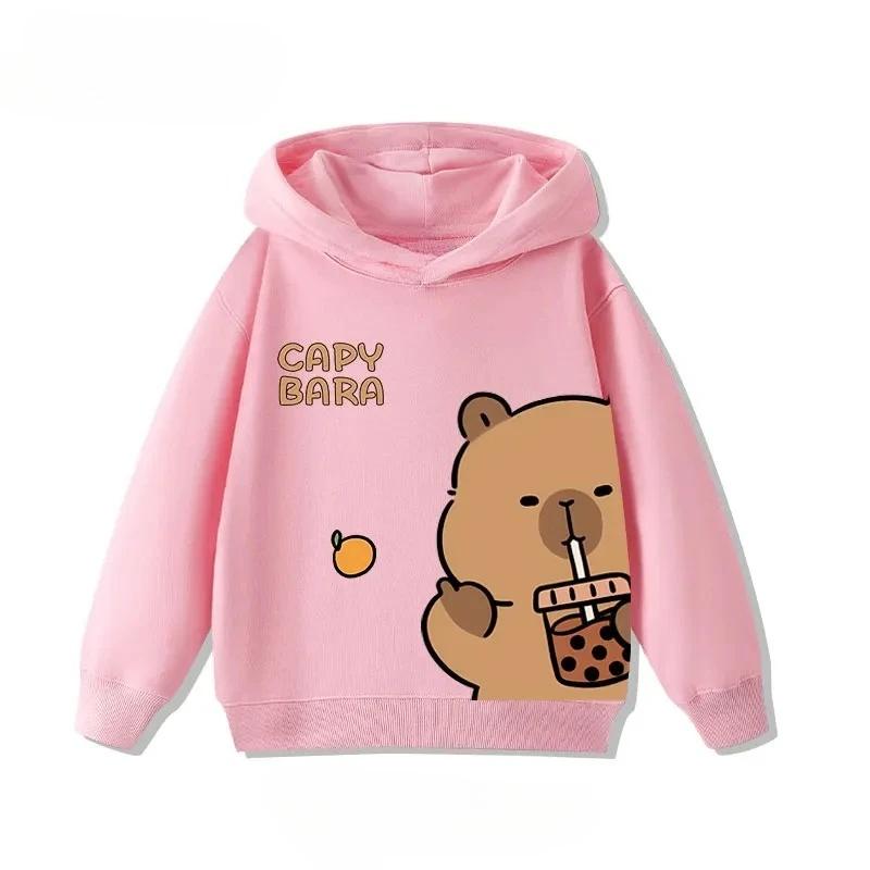 Herbst 3-12J Cartoon Niedlicher Capybara Aufdruck Kinder Kapuzenpullover Lässig Modisch Bequem Jungen Mädchen Sweatshirt Pullover