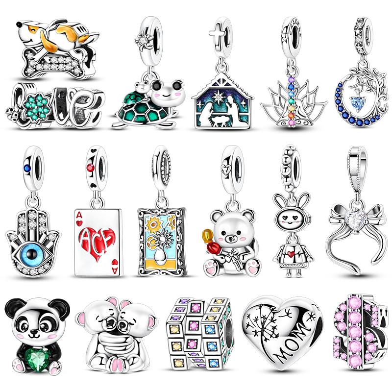 New Charms Copper Beads Original Bear Poker Turtle Pendant Fit Bracelet Making For Woman Fine Jewelry