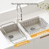 Retractable Stainless Steel Sink Basket and Dish Drying Rack for Kitchen Use