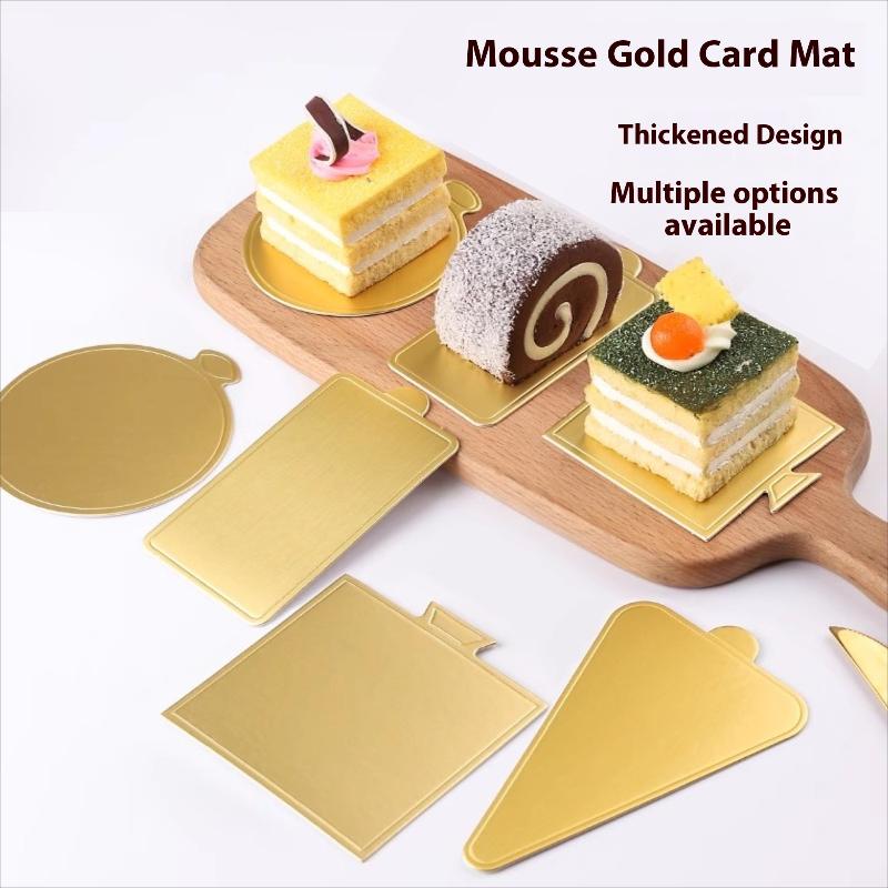 100pcs/set Cake Base Boards Paper Board Shape Dessert Tray Golden Mousse Mat Bottom Foam Christmas Cake Decoration Tools