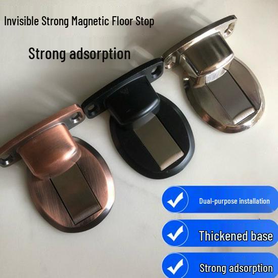 Invisible Magnetic Door Stopper Bumper - Zinc Alloy, No-Punch, Anti-Collision, Wooden Doors