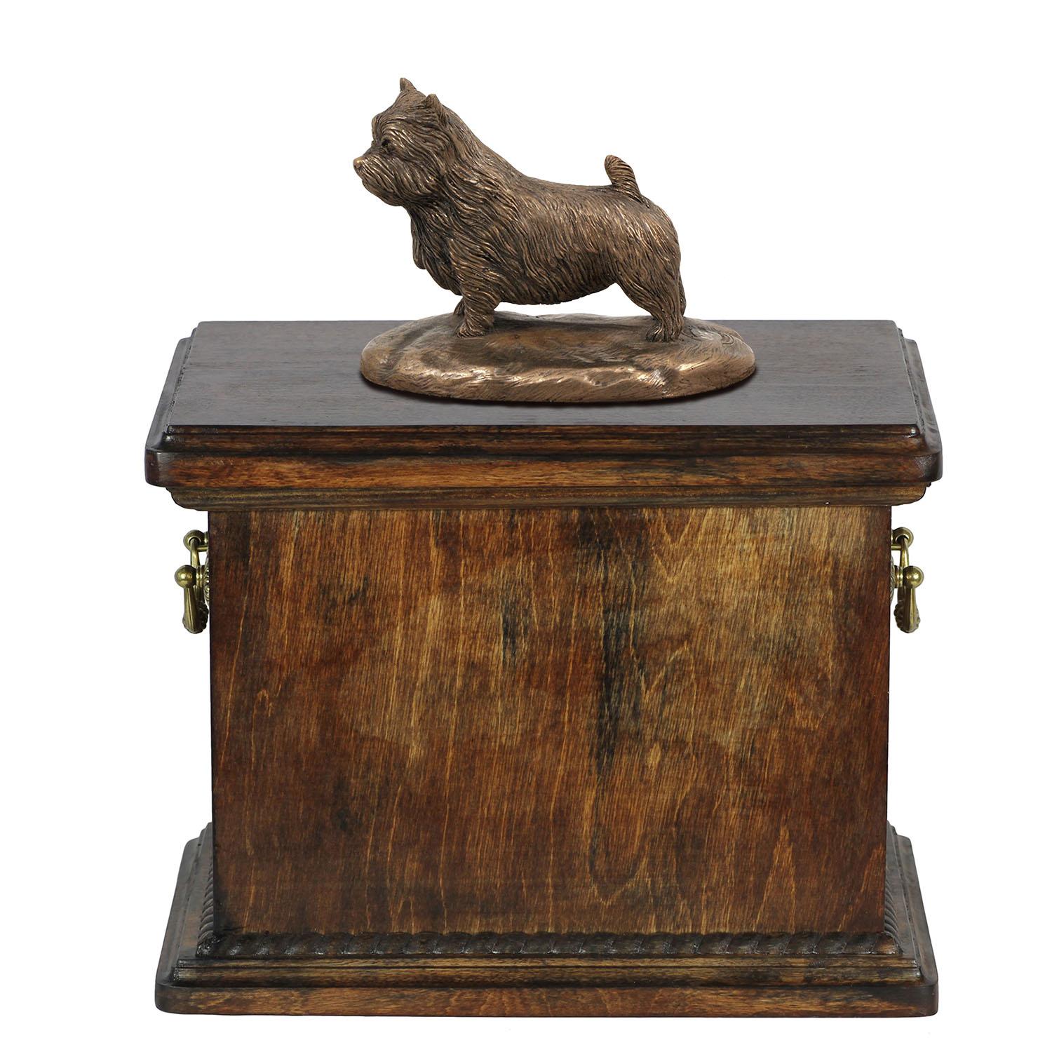 

Norwich Terrier - urn for the ashes of a dog, urn with a statuette, elegant urn in the classic style of the Art-Dog brand коричневий