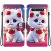 Handmade PU Leather Flip Case for LG K61 Anti-Slip Shockproof Cover with Wrist Strap & Heart/Rose Cat Designs