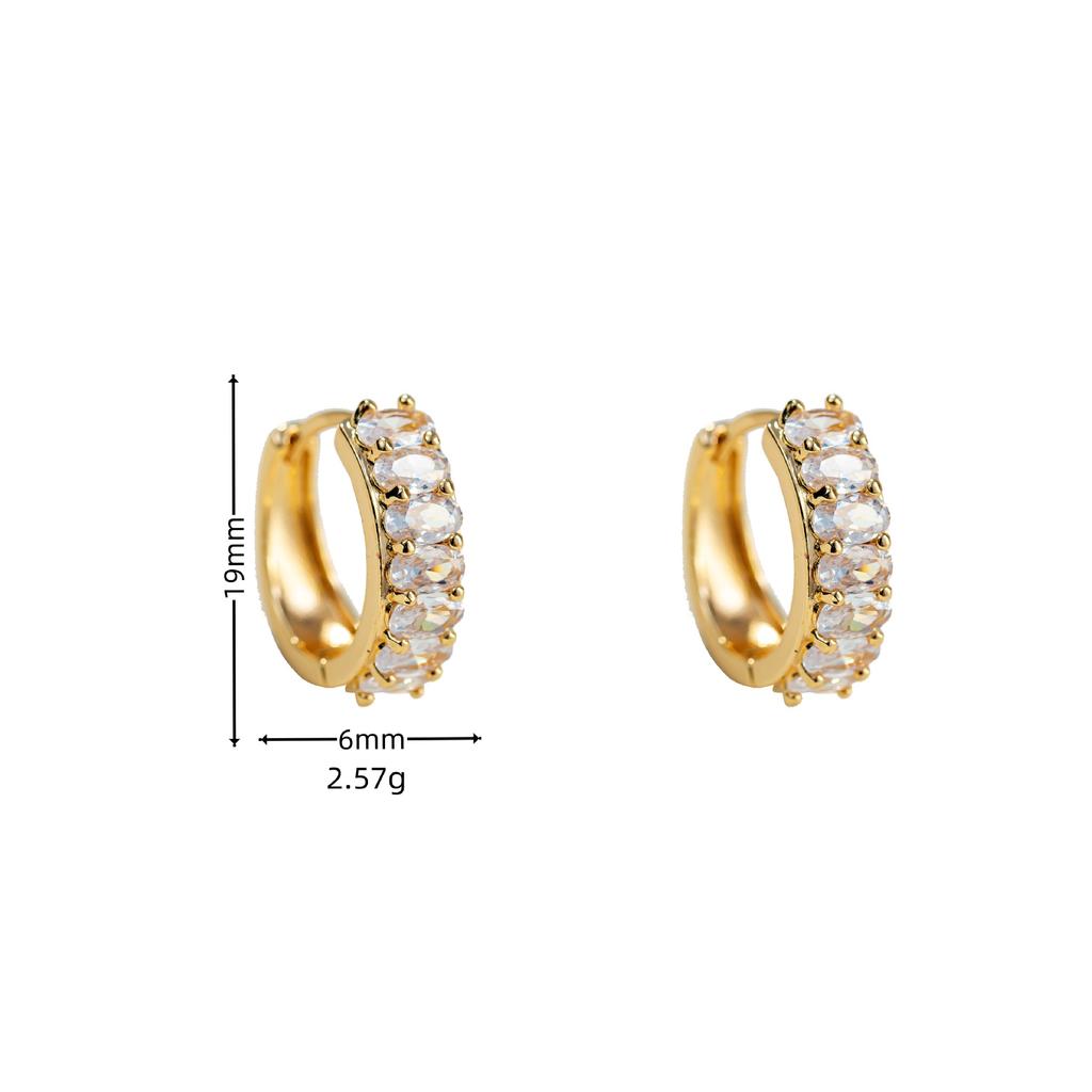 Luxury Female White Zircon Stone Hoop Earrings Elegant Yellow Gold Color Wedding Jewelry For Women