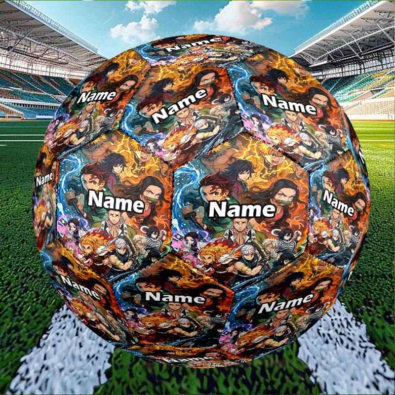Custom Name Personalized Demon Slayer Print Size 5 Soccer Ball Training & Match Football, for Team, Kicking, Gift for Football Enthusiasts